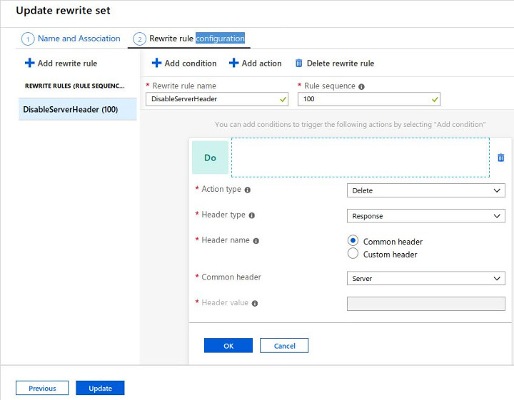 Rewrite rule configuration